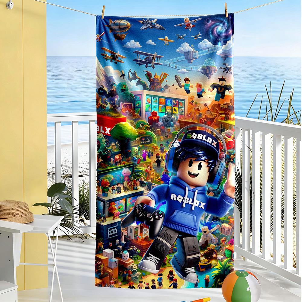 Asciugamano da Spiaggia Roblox Super Morbido Microfibra Tessuto Asciugatura Rapida Confortevole Leggero Perfetto per Viaggiare Yoga Campeggio e Nuoto