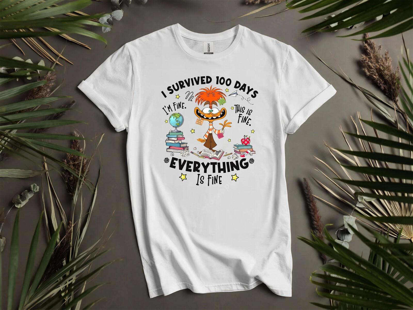 Anxiety Inside Out 2 I Survived 100 Days Its Hoodie Tshirt Men Women Unisex AD24 S