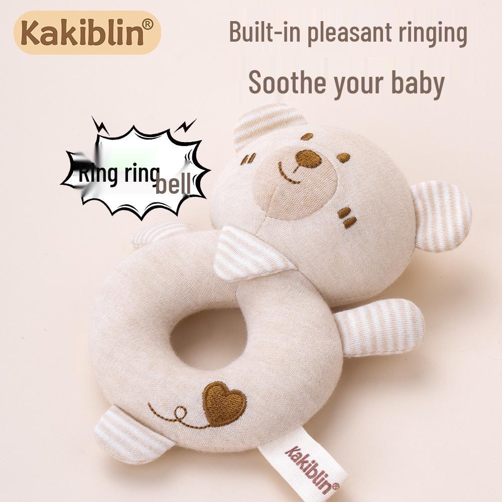 Natural Cotton Baby Rattle Teether Ring - Newborn Soothing Toy