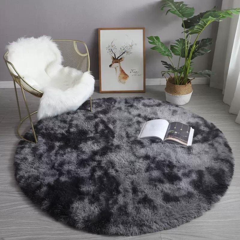 Rainbow Fluffy Round Rug Carpets Living Room Cute Decor Kids Room Plush Rugs for Bedroom Nursery Soft Children Room Hairy Mats