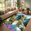 Carpet Tropical Fairy Valley Floral Waterfall Rug Carpet Mat Non-Slip for Living Room Bedroom Lush Home Decor