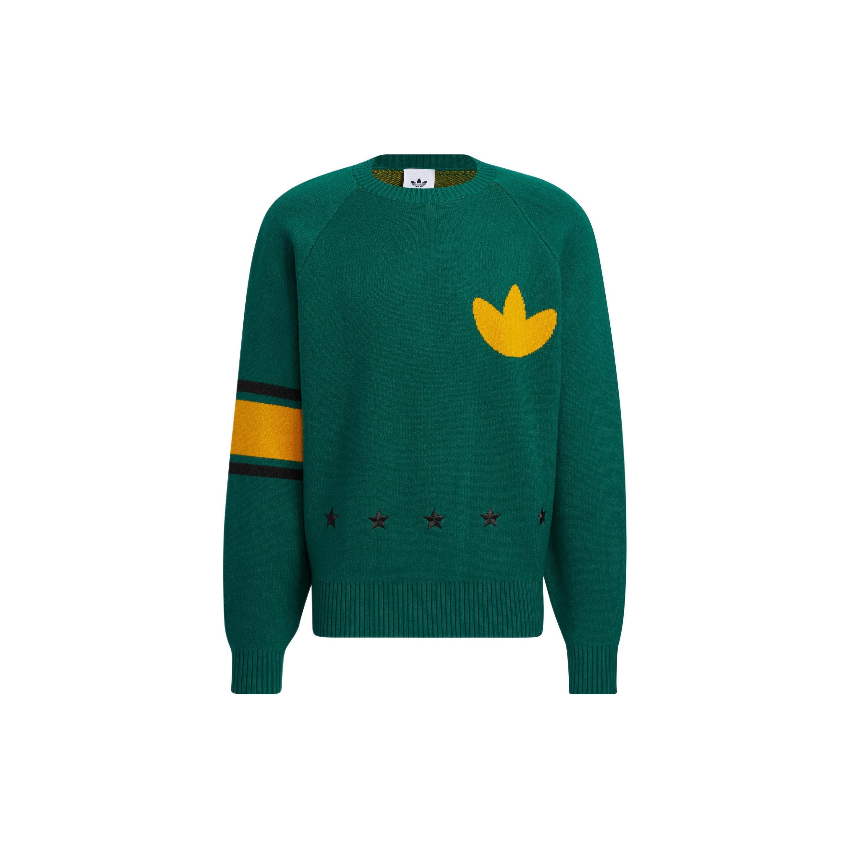 adidas originals Logo Sweater Asia Sizing  Green Yellow  Men s HS7295 XL