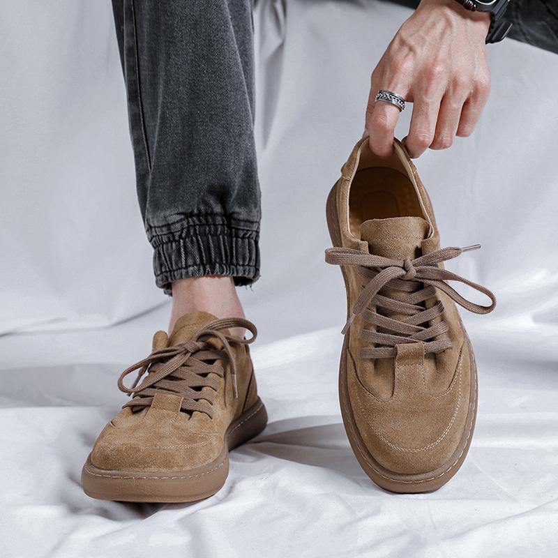 Genuine Leather Men's Board Shoes Minimalist and Trendy British Style Leisure Party Office Youth Quality Sports Brown Shoes Hot