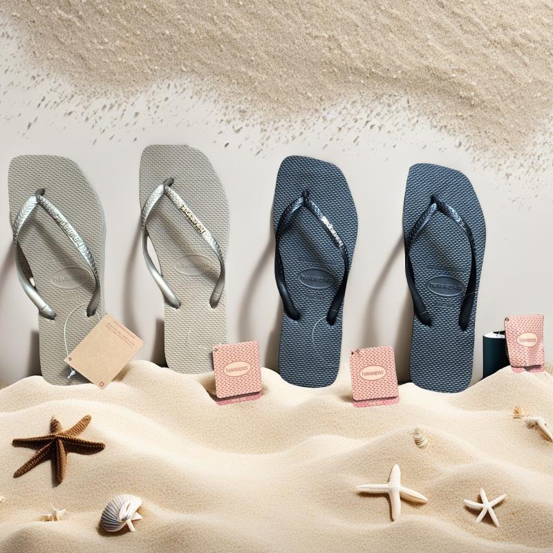 Summer 2025 New Women's Square Toe Flip Flops Outdoor Beach Sandals Luxury Women's Casual Slippers Size 35-42 Women's Shoes