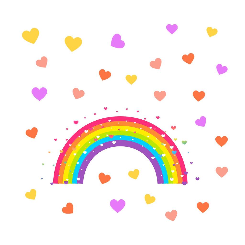 Glow-in-the-Dark Heart Stickers for Bedroom Decoration - Fluorescent Rainbow Self-Adhesive Wall Stickers