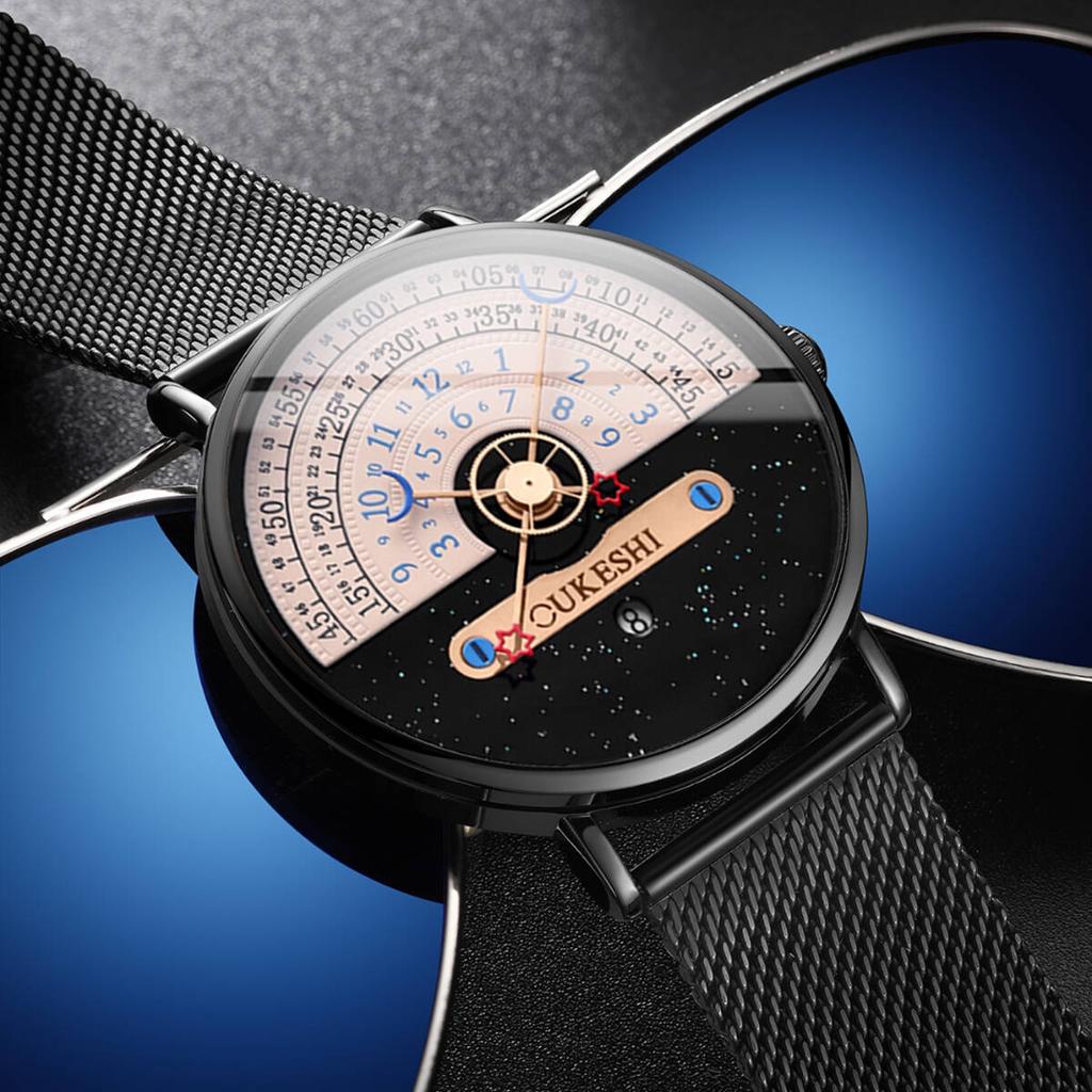 Luxury Mesh Band Men Business Watches Fashion Calendar Quartz Wristwatches For Mens Clock Reloj Hombre