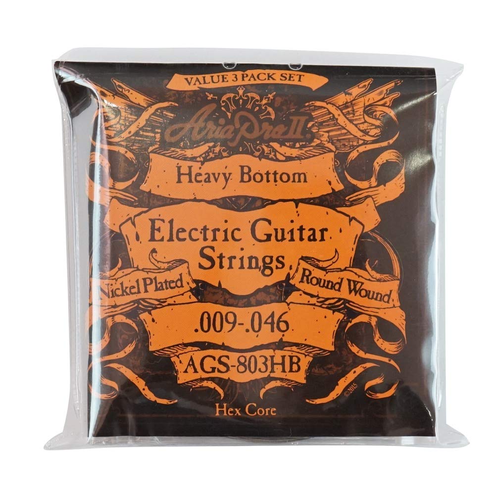 

AriaProII Electric Guitar Heavy Bottom 3-Pack Strings, 09-46 (AGS-803HB)
