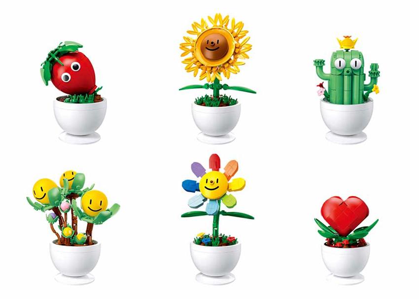 Mattoncini Sluban Fiori Colorati Fiori in Vaso - B1073