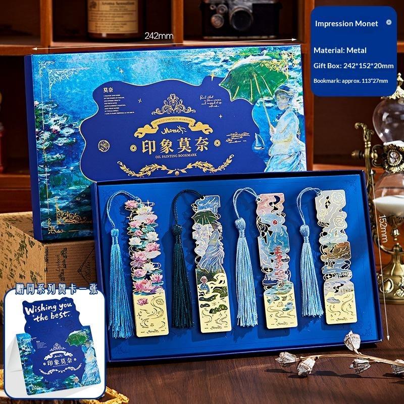 1/4Pcs Vintage Oil Painting Creative Metal Bookmark Bookmark Office School Supplies Funny Gift Stationery Items