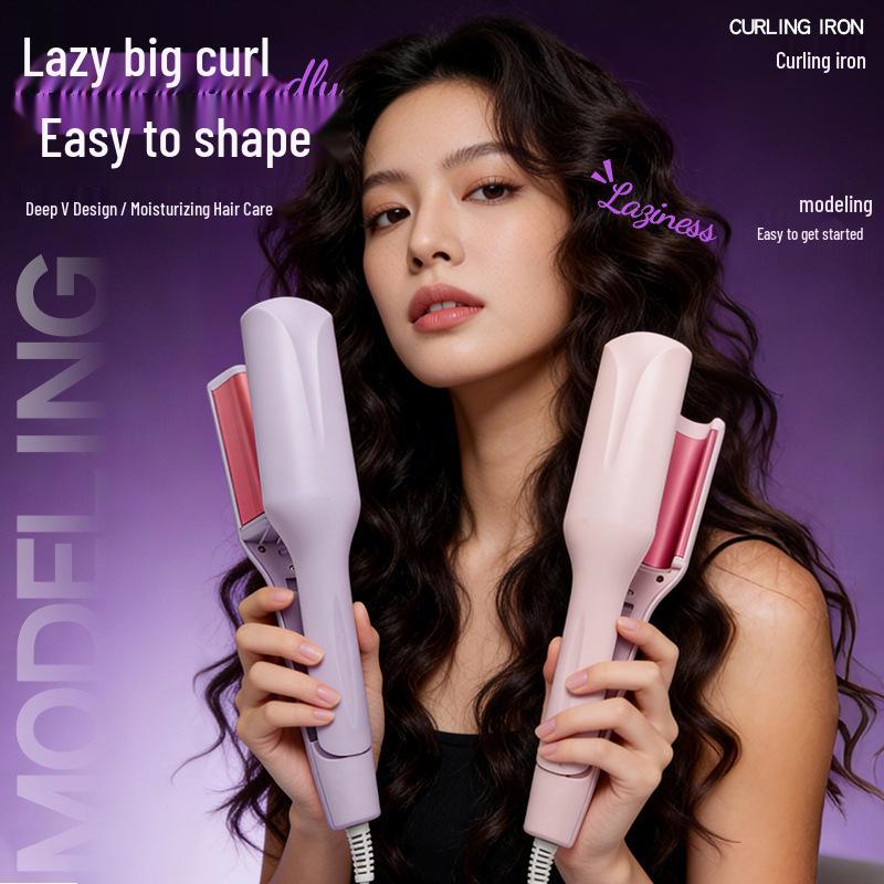 French Egg Roll Curling Iron: Water Wave & Big Curl Crimper with Negative Ion Technology