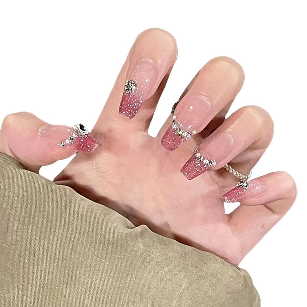 Glossy Press On Nail No Fading Sturdy Material Nail Easy To Wear for Women and Girl Party Activity