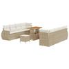 Ensemble canapé jardin 11 pièces avec coussins beige poly rattan acacia, Ensemble salle à manger jardin 3 pièces 3361851