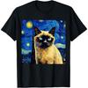 Surreal Starry Night Siamese Cat T-Shirt