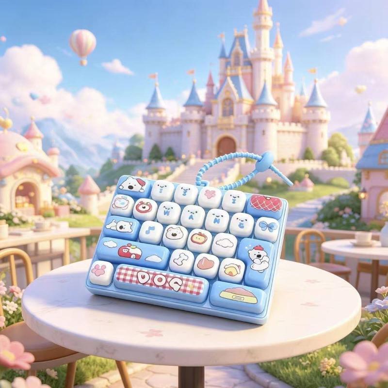 26 Buttons Cute Cartoon Simulation Keyboard Toy Portable Stress Relief Fidget Pendant for Kids Long Car Ride Boredom Relief