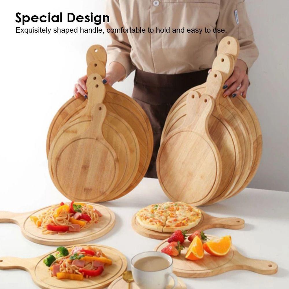 1Pcs Stone Cutting Bamboo Pizza Tray 6/7/8/9/10 Inch Baking Tray Wooden Pizza Board  Kitchen Tool