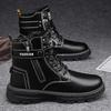 Luxury Men's Ankle Boots Waterproof Side Zipper Motorcycle Boots Anti-Slip Outdoor Climbing Shoes Men Leather Boots Botas Hombre