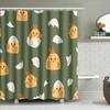 Chicken Eggshell Shower Curtain Green Yellow Chicken Print Bath Mat Decor For Kids Room Polyester Fabric Waterproof Home Linen A