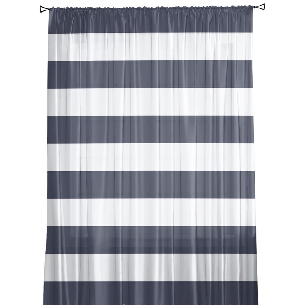 Blue And White Stripes Modern Curtains For Living Room Transparent Tulle Curtains Window Sheer For The Bedroom Accessories Decor