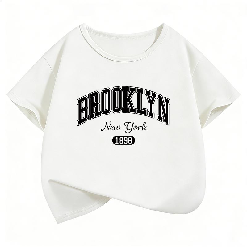 TShirt Fashion Brooklyn New York Letter Printed T Shirt Girls Summer Clothes Short Sleeve Tops TShirts Cute Boys Clothing 100
