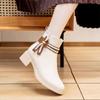 Damen Stiefeletten mit Blockabsatz - Weiches Leder im koreanischen Stil, Herbst/Winter 2025 Kollektion, Vielseitig und Figurformend für Kleider.