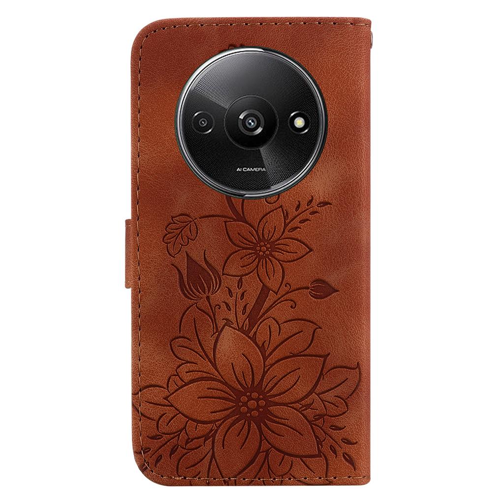 For Xiaomi Redmi A3/Poco C61 4G Cell Phone Case Flower Imprint Leather Phone Shell