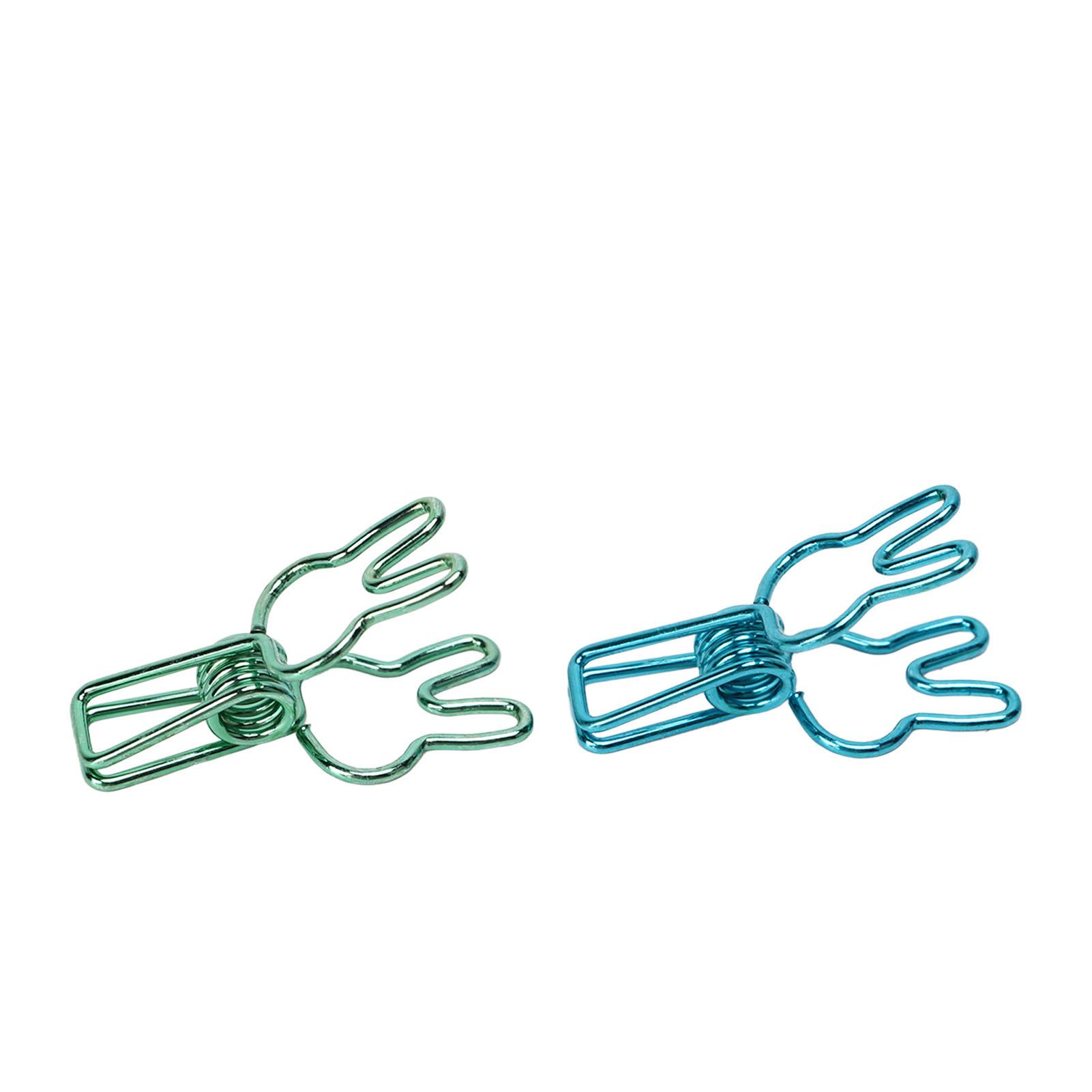 

100 Pcs Cute Binder Clips Multipurpose Cartoon Rabbit Shape Blue Green Paper Clamps for Home School Office