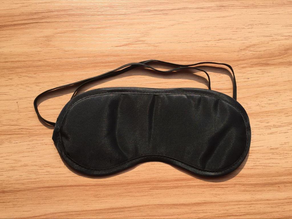 Pure Black Travel Sleep Mask with Double Elastic Band