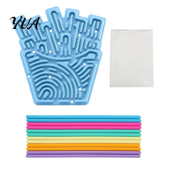 Stress Relief Tools Silicone Sensory Activity Board, Christmas Tree Rainbow Ice Stick French Fries Portable Fidget Toys Board with Strings, Silent Toy