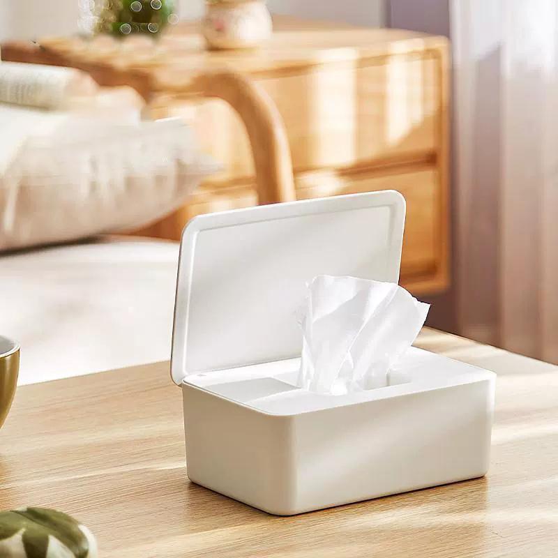 1pc Plastic Rectangular Wet Tissue Storage Box with Lid, Versatile Dry & Wet Tissue Dispenser for Home and Office