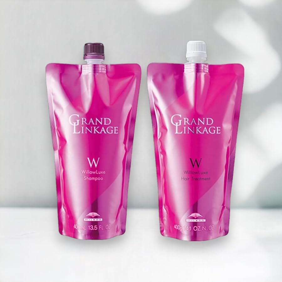 

Milbon Grand Linkage Willow Luxe Shampoo 400ml Hair Treatment 400g Refill Set