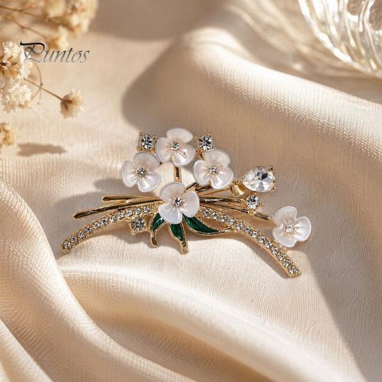 Brooch White Plum Blossom Brooch, Artistic Flower Branches Lapel Pin, Secure Clasp Electroplating Anti-Oxidation Badge for Coats Shirts Bags