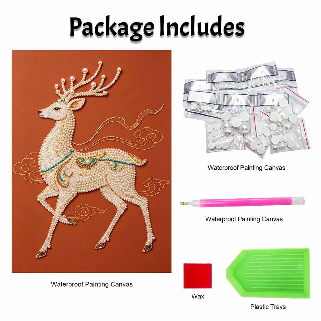 DIY Pearl Diamond Art Painting Kits for Adults and Beginners, Elegant Deer Sparkling Painting Craft Home Wall Decor Handmade Gift