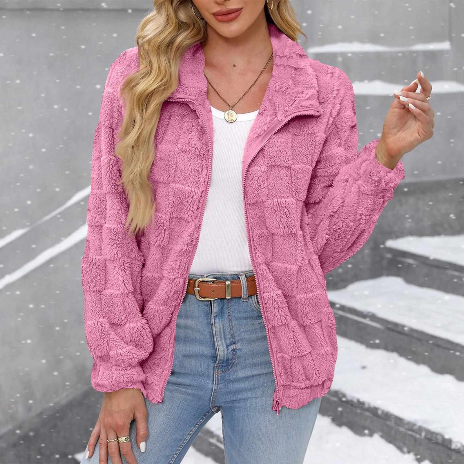 

Женская однотонная куртка с длинным рукавом и молнией, мягкая, теплая, плюшевая L