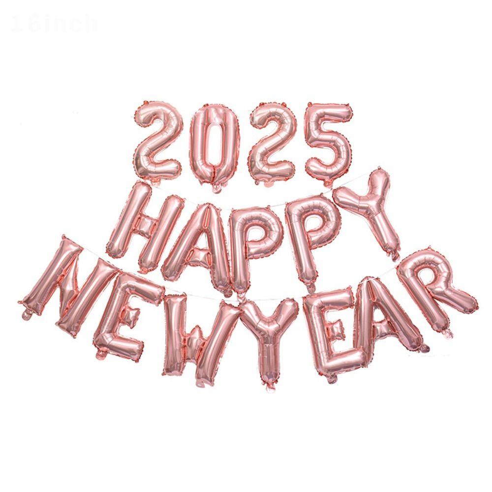 Inflatable Alphabet Balloons Happy New Year 2025 16 Inch Balloon Set New Colorful Foil Balloons