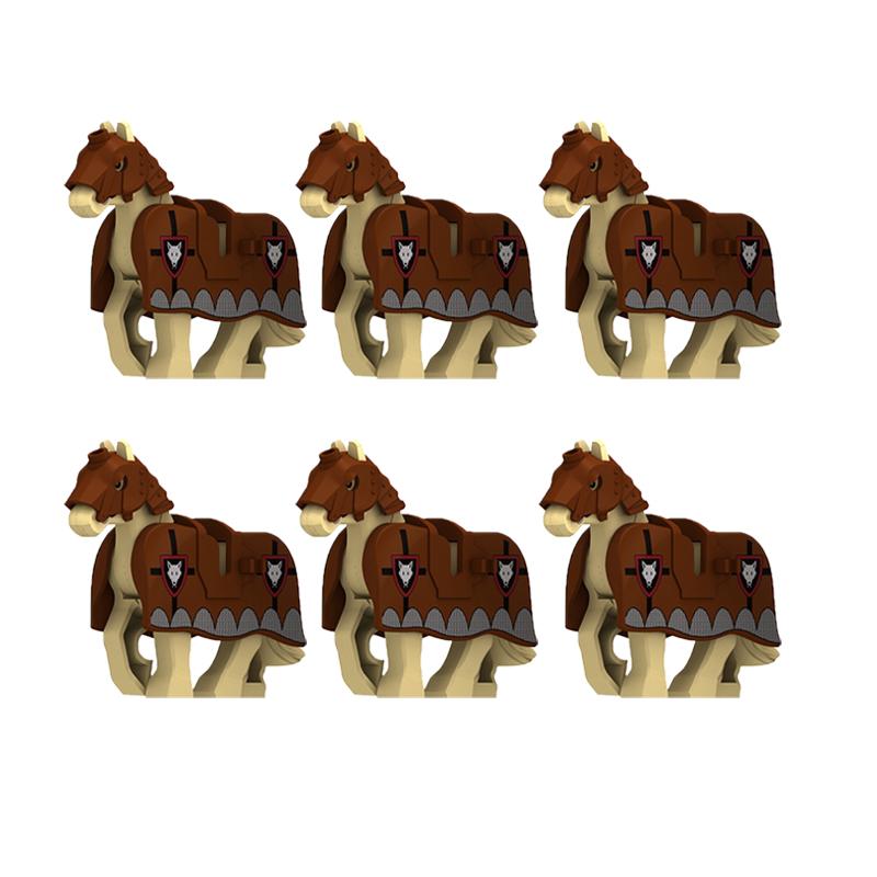 Medieval Military Building Blocks Cavalry Army Horse Animal Elephant Camel Wolf Crocodile Brick Toy Accessories S003