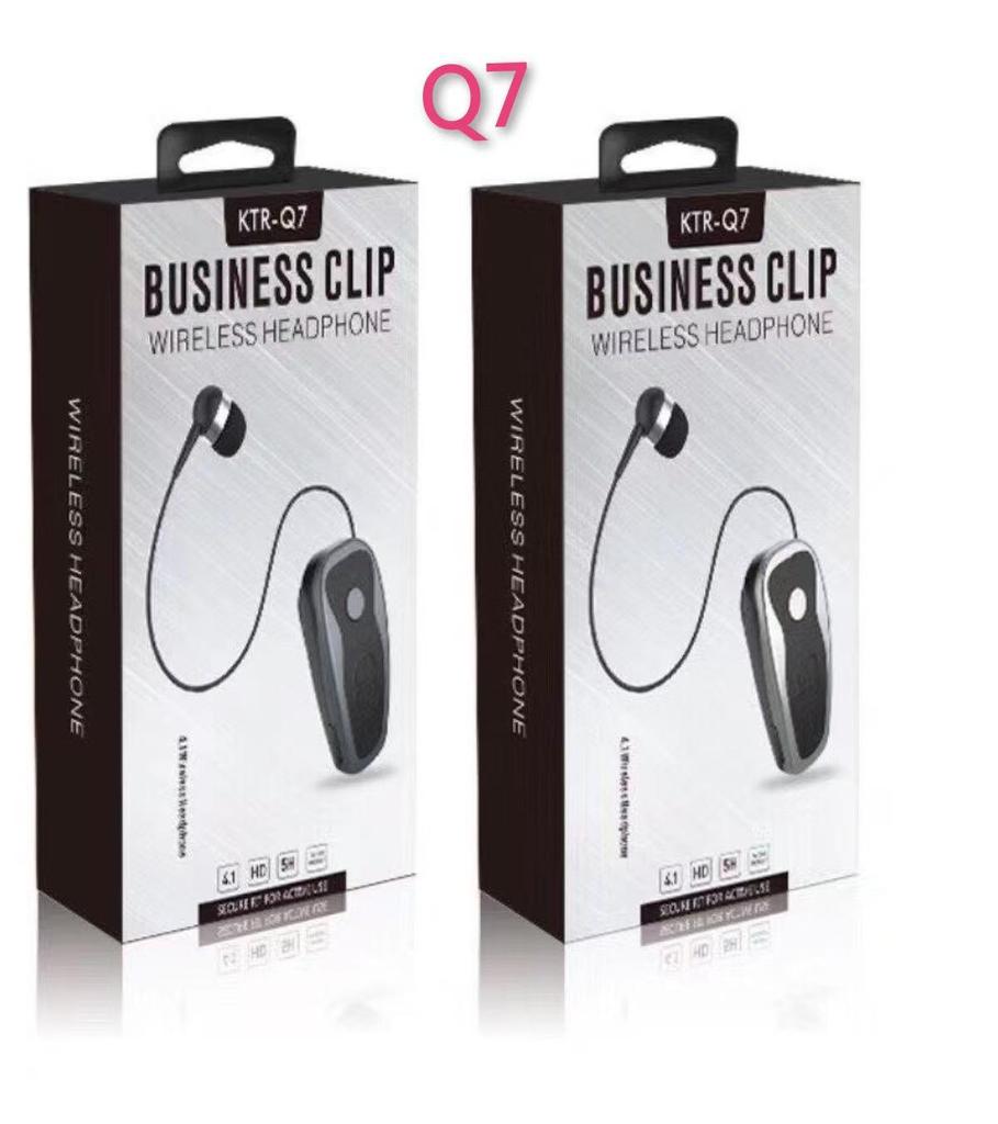 Clip-On Bluetooth Headset with Digital Display, Stereo Sound, Long Battery Life, and Retractable Cable