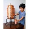 Copper Water Dispenser Set, 5 Litres, with Stand, 1 Glasses and ABS Tap, HaMmered Design (HaMmered Natura)