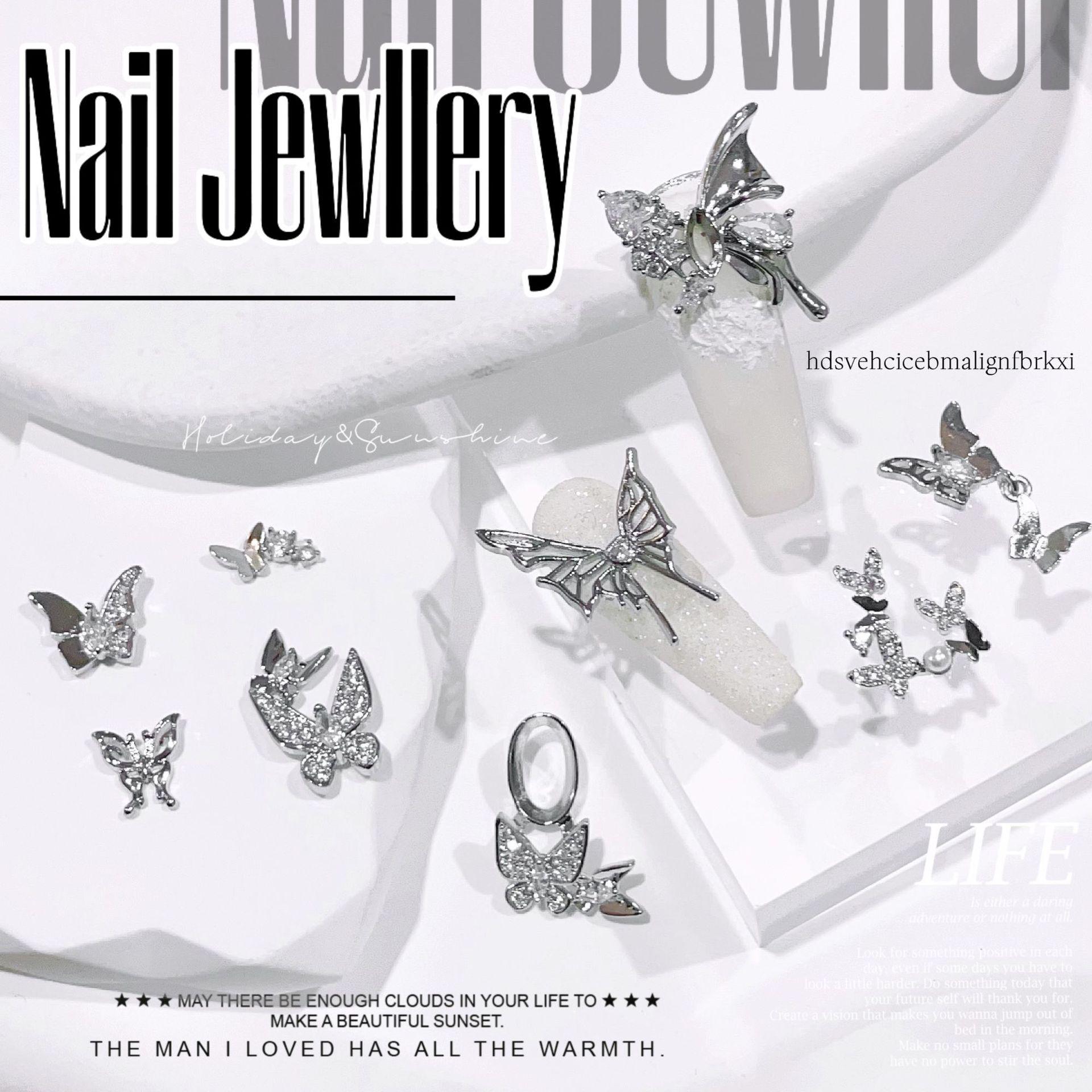 

LZ Luxury Sparkly Butterfly Design DIY Press-on Nails with Zircon Ornaments