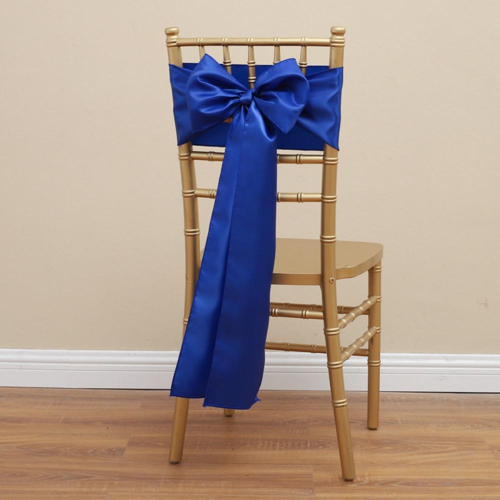 5pcs Vintage Bow Chair Cover 275cm Chair Back Ribbon Satin Wedding Chair Sashes  Baby Shower