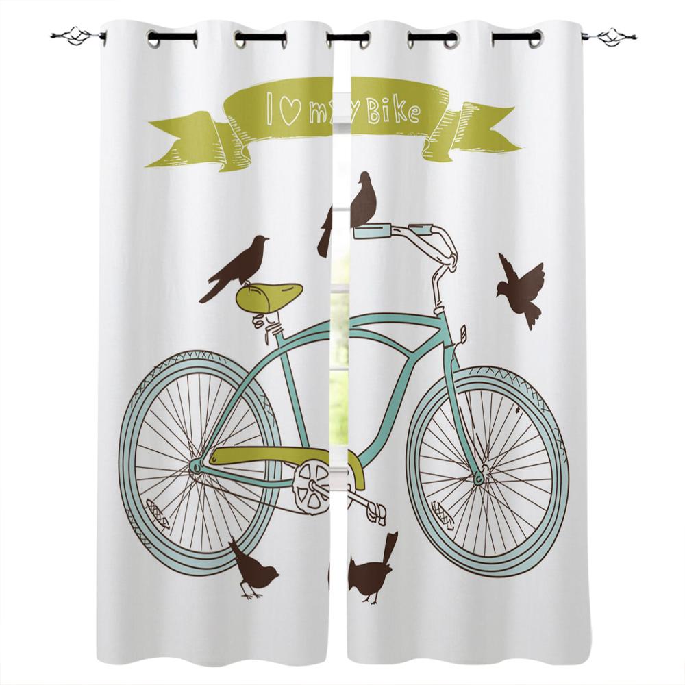 Bicycle Window Curtains Living Room Decor Curtains for Bedroom Luxury Home Decor Flat  Window