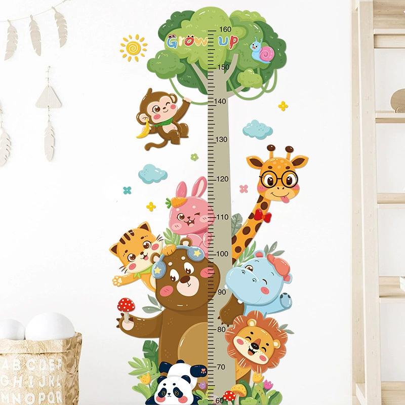 1PC Kindergarten Decoration Cartoon Growth Ruler Removable Height Ruler Nursery Decals Animal Waterproof Wall Stickers Kids Room