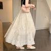 Solid Color Lace Elastic Waist Skirt Women Solid Lace Elastic Waist Skirt