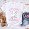 New Hot Just A Girl Who Loves Bunnies Printed TShirts Women Girl Unisex Casual Loose Round Neck Creative Cute Yk TShirts