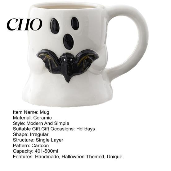 Keramik Fantasy Trinkgeschirr Halloween Tasse Niedliche Geist Kürbis Tasse Wiederverwendbar Gruselig Handgemacht Kaffee mit Deckel Einzigartige Partygeschenke Mit