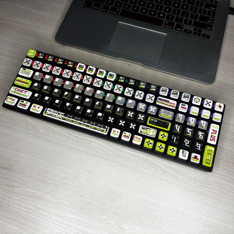 Graue Kuppel mit grünem Blitz-Thema Tastenkappen für Esports-Gaming: Benutzerdefiniertes helles mechanisches Tastatur