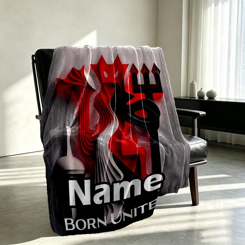 Custom Name Personalized Manchester Football F.C Print Blankets, Home Decor, Bedroom, Sofa, Camping, Couch, Gifts for Birthday Christmas