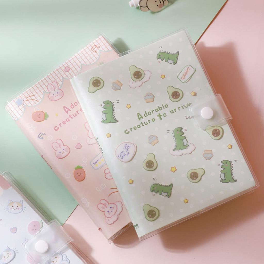 Cute Snap Button EVA 36k A6 Cute Student Dinosaur Writing Back to School Present and Cover, Gold, Notebook, Buckle, Planner, Notebook, Cat, Dragon,