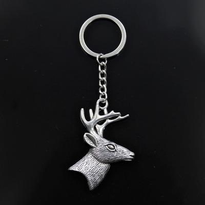 New Keychain 60x43mm Christmas Sika Deer Pendants DIY Men Car Key Chain Ring Holder Keyring Souvenir Jewelry Gift