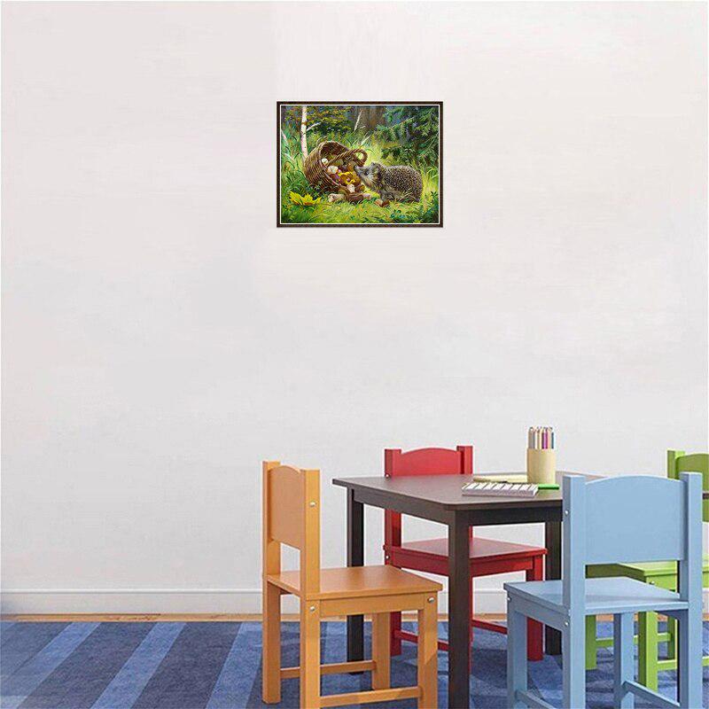 5D Diamond Painting Hedgehog Mushroom Basket DIY Diamond Embroidery Cross Stitch