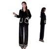 New golden velvet pajamas women's autumn and winter cardigan comfortable lace temperament French long-sleeved trousers set loungewear